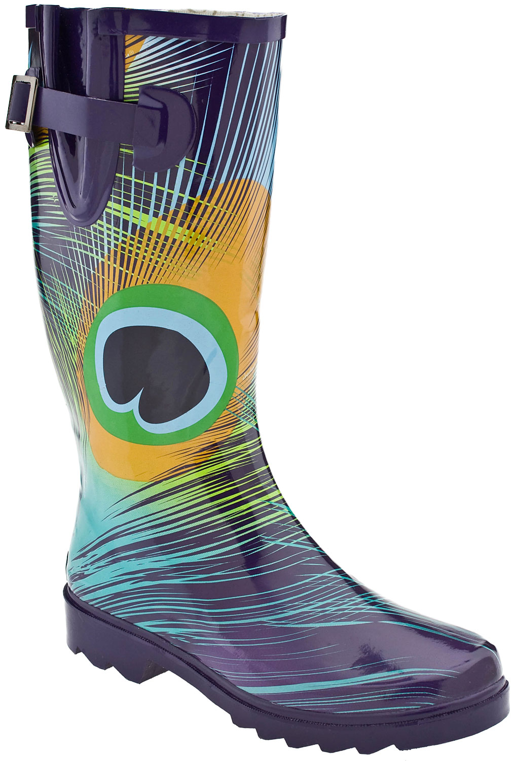 peacock rain boots